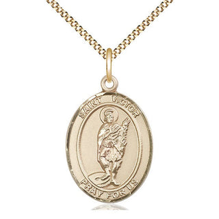 14kt Gold Filled Saint Victor of Marseilles Medal Catholic Jewelry Engraved Catholic Saint Jewelry