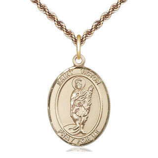 14kt Gold Saint Victor of Marseilles Medal Engraved Catholic Saint Jewelry