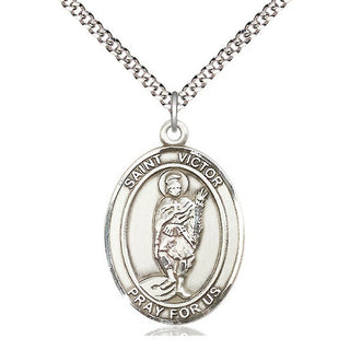 Pewter Saint Victor of Marseilles Medal Catholic Jewelry Engraved Catholic Saint Jewelry
