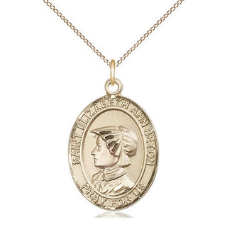 14kt Gold Filled Saint Elizabeth Ann Seton Medal Catholic Jewelry Engraved Catholic Saint Jewelry