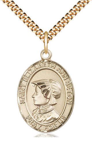 14kt Gold Filled Saint Elizabeth Ann Seton Medal Catholic Jewelry Engraved Catholic Saint Jewelry