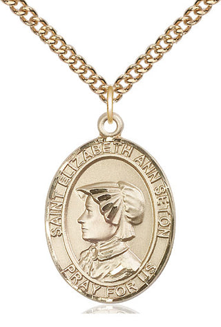 14kt Gold Filled Saint Elizabeth Ann Seton Medal Catholic Jewelry Engraved Catholic Saint Jewelry