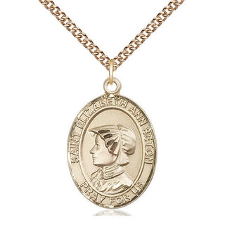 14kt Gold Saint Elizabeth Ann Seton Medal Engraved Catholic Saint Jewelry