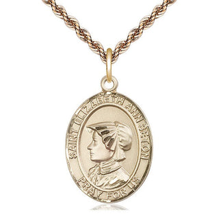 14kt Gold Saint Elizabeth Ann Seton Medal Engraved Catholic Saint Jewelry