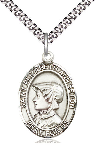 Pewter Saint Elizabeth Ann Seton Medal Catholic Jewelry Engraved Catholic Saint Jewelry
