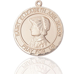 14kt Gold Filled Saint Elizabeth Ann Seton Medal Engraved Catholic Saint Jewelry