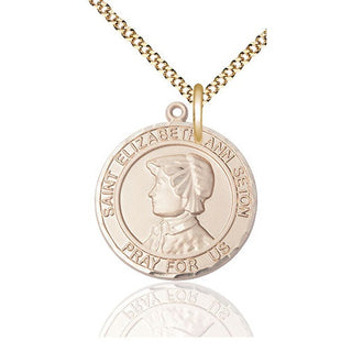 14kt Gold Filled Saint Elizabeth Ann Seton Medal Catholic Jewelry Engraved Catholic Saint Jewelry