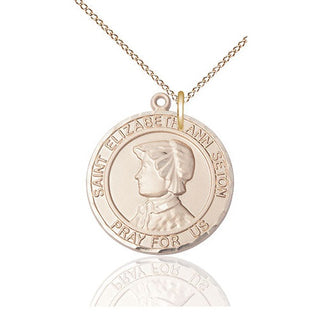 14kt Gold Filled Saint Elizabeth Ann Seton Medal Catholic Jewelry Engraved Catholic Saint Jewelry