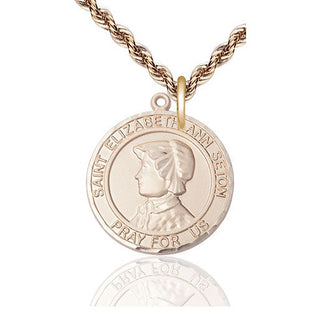 14kt Gold Filled Saint Elizabeth Ann Seton Medal Catholic Jewelry Engraved Catholic Saint Jewelry