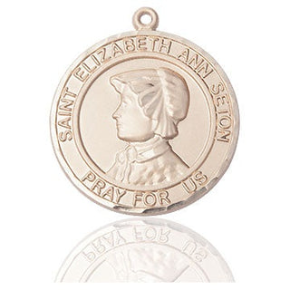 14kt Gold Saint Elizabeth Ann Seton Medal Engraved Catholic Saint Jewelry