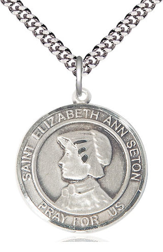 Pewter Saint Elizabeth Ann Seton Medal Catholic Jewelry Engraved Catholic Saint Jewelry