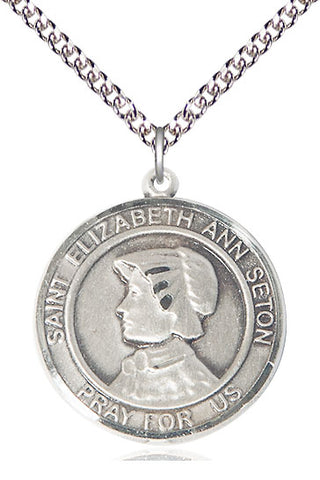 Sterling Silver Saint Elizabeth Ann Seton Medal Catholic Jewelry Engraved Catholic Saint Jewelry