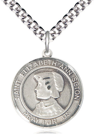 Sterling Silver Saint Elizabeth Ann Seton Medal Catholic Jewelry Engraved Catholic Saint Jewelry