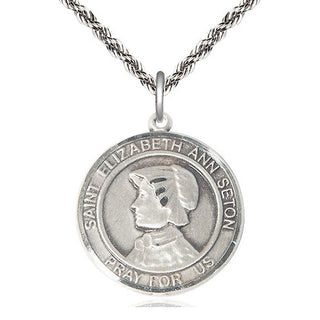 Sterling Silver Saint Elizabeth Ann Seton Medal Catholic Jewelry Engraved Catholic Saint Jewelry