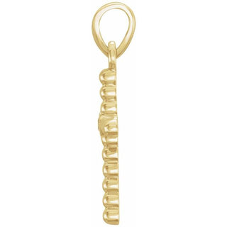 14K Yellow 19.1x9.5 mm .015 CTW Natural Diamond Beaded Cross Pendant