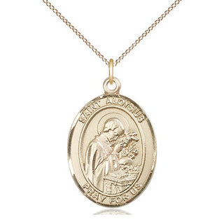 14kt Gold Filled Saint Aloysius Gonzaga Medal Catholic Jewelry Engraved Catholic Saint Jewelry