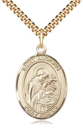 14kt Gold Filled Saint Aloysius Gonzaga Medal Catholic Jewelry Engraved Catholic Saint Jewelry