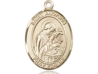 14kt Gold Saint Aloysius Gonzaga Medal Engraved Catholic Saint Jewelry