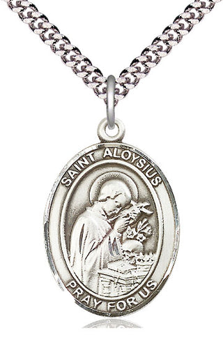 Pewter Saint Aloysius Gonzaga Medal with 24-inch Chain | Engravable