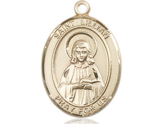 14kt Gold Filled Saint Lillian Medal Engraved Catholic Saint Jewelry