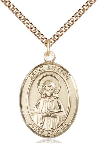 14kt Gold Filled Saint Lillian Medal Catholic Jewelry Engraved Catholic Saint Jewelry