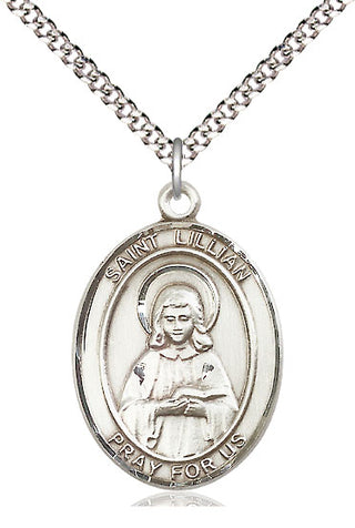 Pewter Saint Lillian Medal Catholic Jewelry Engraved Catholic Saint Jewelry