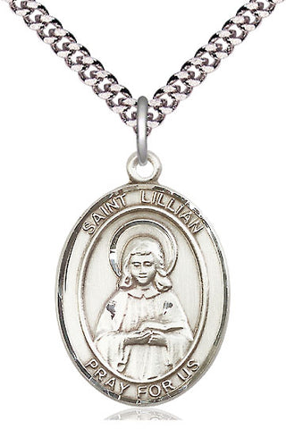 Sterling Silver Saint Lillian Medal Catholic Jewelry Engraved Catholic Saint Jewelry
