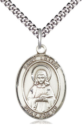Sterling Silver Saint Lillian Medal Catholic Jewelry Engraved Catholic Saint Jewelry