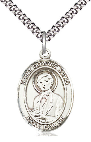 Pewter Saint Dominic Savio Medal Catholic Jewelry Engraved Catholic Saint Jewelry