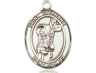 Pewter Saint Stephanie Medal Engraved Catholic Saint Jewelry