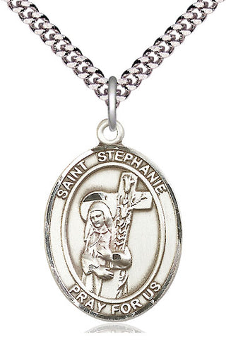 Pewter Saint Stephanie Medal Catholic Jewelry Engraved Catholic Saint Jewelry