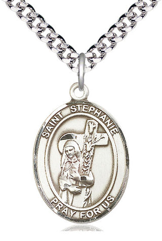 Sterling Silver Saint Stephanie Medal Catholic Jewelry Engraved Catholic Saint Jewelry