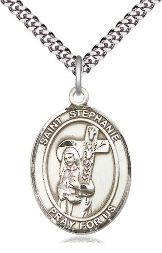 Sterling Silver Saint Stephanie Medal Catholic Jewelry Engraved Catholic Saint Jewelry