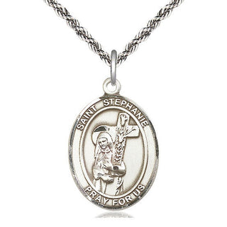 Sterling Silver Saint Stephanie Medal Catholic Jewelry Engraved Catholic Saint Jewelry
