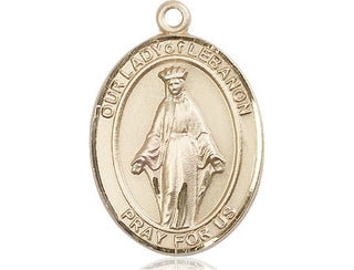 14kt Gold Filled Our Lady of Lebanon Medal Engraved Catholic Saint Jewelry