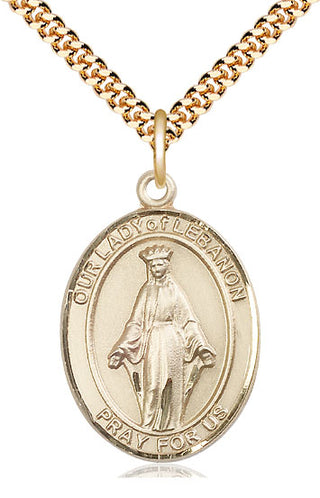 14kt Gold Filled Our Lady of Lebanon Medal Catholic Jewelry Engraved Catholic Saint Jewelry