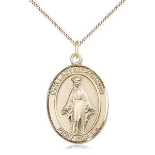 14kt Gold Our Lady of Lebanon Medal Engraved Catholic Saint Jewelry