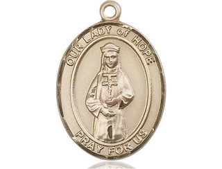 14kt Gold Filled Our Lady of Hope Medal Engraved Catholic Saint Jewelry