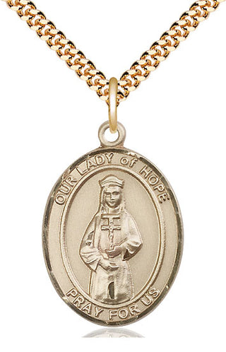 14kt Gold Filled Our Lady of Hope Medal Catholic Jewelry Engraved Catholic Saint Jewelry