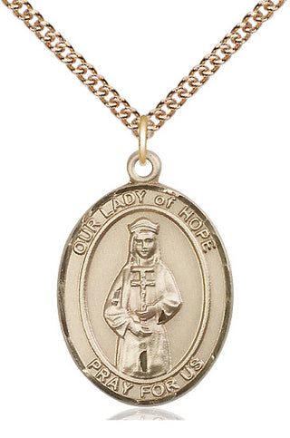 14kt Gold Filled Our Lady of Hope Medal Catholic Jewelry Engraved Catholic Saint Jewelry
