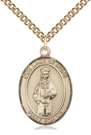 14kt Gold Filled Our Lady of Hope Medal Catholic Jewelry Engraved Catholic Saint Jewelry