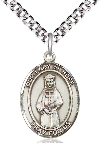 Pewter Our Lady of Hope Medal Catholic Jewelry Engraved Catholic Saint Jewelry