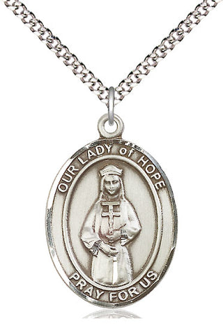 Pewter Our Lady of Hope Medal Catholic Jewelry Engraved Catholic Saint Jewelry