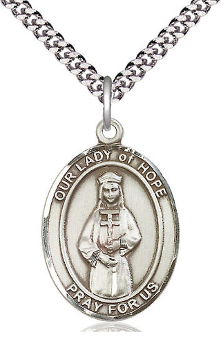 Pewter Our Lady of Hope Medal Catholic Jewelry Engraved Catholic Saint Jewelry