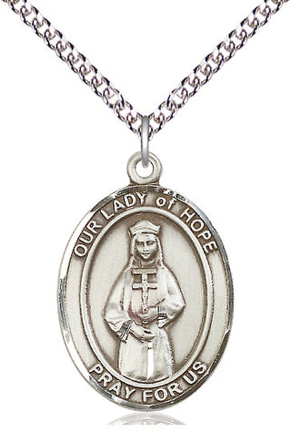 Sterling Silver Our Lady of Hope Medal Catholic Jewelry Engraved Catholic Saint Jewelry