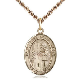 14kt Gold Saint John of the Cross Medal Engraved Catholic Saint Jewelry