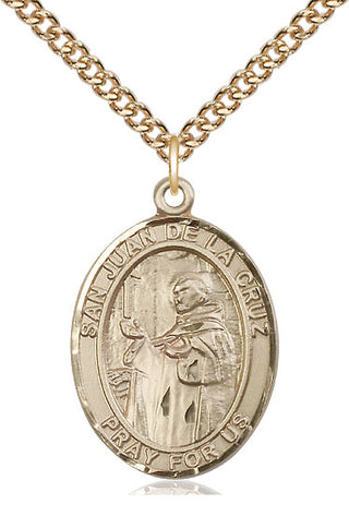 14kt Gold San Juan de la Cruz Medal Engraved Catholic Saint Jewelry