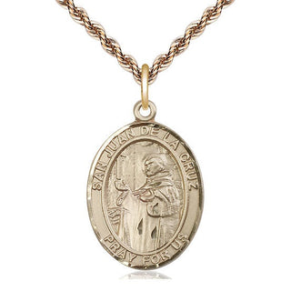 14kt Gold San Juan de la Cruz Medal Engraved Catholic Saint Jewelry