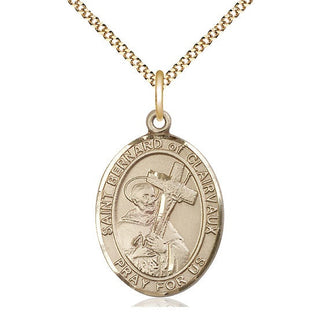 14kt Gold Filled Saint Bernard of Clairvaux Medal Catholic Jewelry Engraved Catholic Saint Jewelry