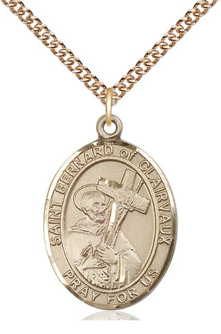 14kt Gold Filled Saint Bernard of Clairvaux Medal Catholic Jewelry Engraved Catholic Saint Jewelry